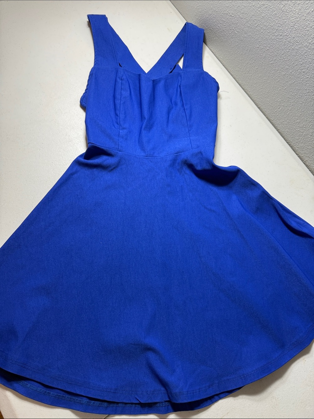 Lovely Day Cobalt Blue Sleeveless Fit-and-Flare Mini skater Dress